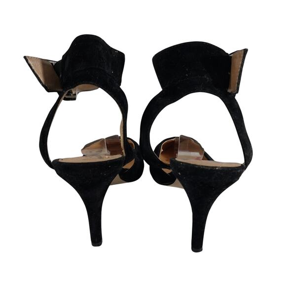 LUI CHUNG! LUXE BLACK VELVETEEN EIDE ANKLE STRAP, POINTY TOE HEELS! SZ 9M - Picture 6 of 11